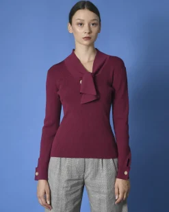 La Piscine Paris Pull côtelé à col lavallière Edward Achour*Femme Pulls & Cardigans