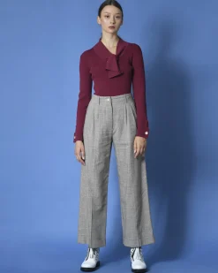 La Piscine Paris Pull côtelé à col lavallière Edward Achour*Femme Pulls & Cardigans