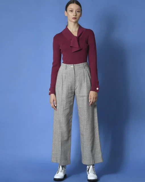 La Piscine Paris Pull côtelé à col lavallière Edward Achour*Femme Pulls & Cardigans