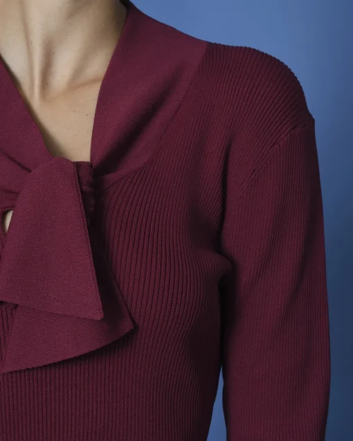 La Piscine Paris Pull côtelé à col lavallière Edward Achour*Femme Pulls & Cardigans