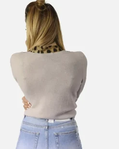 La Piscine Paris Pull chemise en maille et satin léopard Blumarine*Femme Pulls & Cardigans