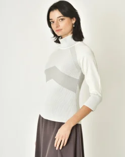 La Piscine Paris Pull col roulé à rayures Malloni*Femme Pulls & Cardigans