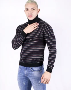 La Piscine Paris Pull col roulé à rayures tricolore Daniele Fiesoli*Homme Pulls & Gilets