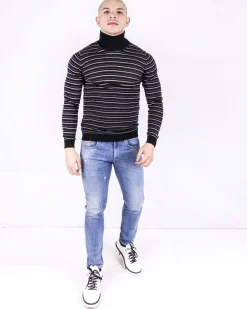 La Piscine Paris Pull col roulé à rayures tricolore Daniele Fiesoli*Homme Pulls & Gilets