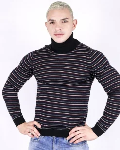 La Piscine Paris Pull col roulé à rayures tricolore Daniele Fiesoli*Homme Pulls & Gilets