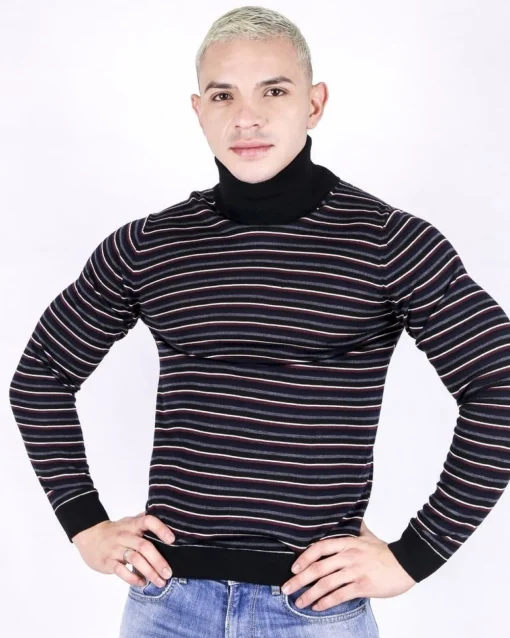 La Piscine Paris Pull col roulé à rayures tricolore Daniele Fiesoli*Homme Pulls & Gilets