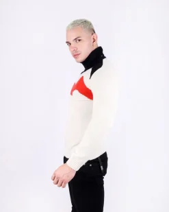 La Piscine Paris Pull col roulé en alpaga tricolore Daniele Fiesoli*Homme Pulls & Gilets