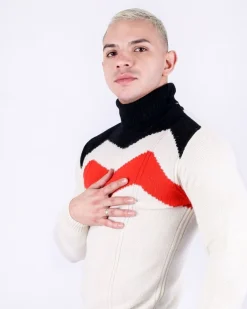 La Piscine Paris Pull col roulé en alpaga tricolore Daniele Fiesoli*Homme Pulls & Gilets
