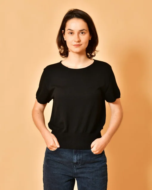 La Piscine Paris Pull en coton à manches courtes Emma White*Femme Pulls & Cardigans