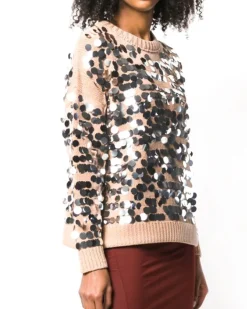 La Piscine Paris Pull en coton à gros sequins Nude*Femme Pulls & Cardigans