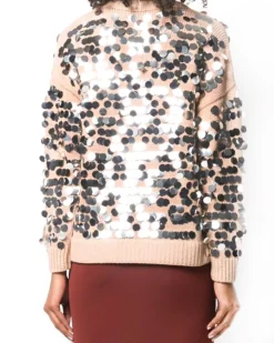 La Piscine Paris Pull en coton à gros sequins Nude*Femme Pulls & Cardigans