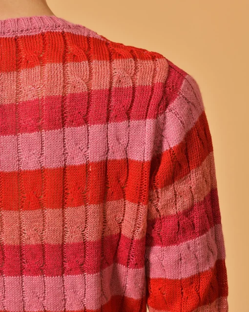 La Piscine Paris Pull en coton et lurex à rayures Emma White*Femme Pulls & Cardigans