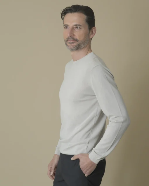 La Piscine Paris Pull en coton taupe clair Woolgroup*Homme Pulls & Gilets