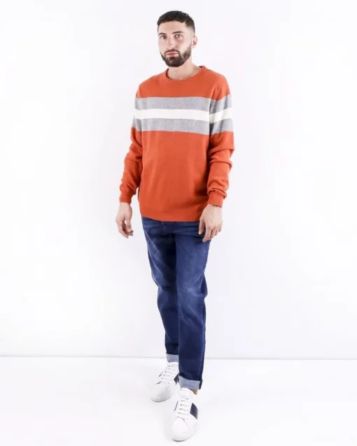 La Piscine Paris Pull en coton tricolore en mérinos et cachemire Woolgroup*Homme Pulls & Gilets