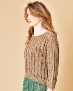 La Piscine Paris Pull en coton tricoté à sequins dorés Lorena Antoniazzi*Femme Pulls & Cardigans