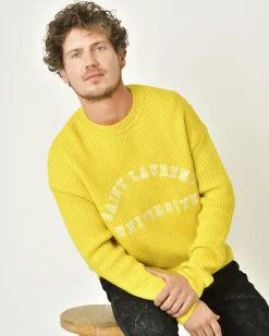 La Piscine Paris Pull en laine à broderies Saint Laurent*Homme Pulls & Gilets