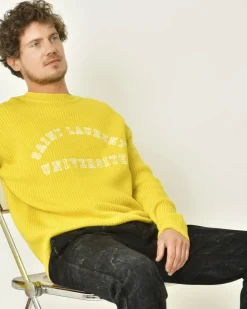 La Piscine Paris Pull en laine à broderies Saint Laurent*Homme Pulls & Gilets