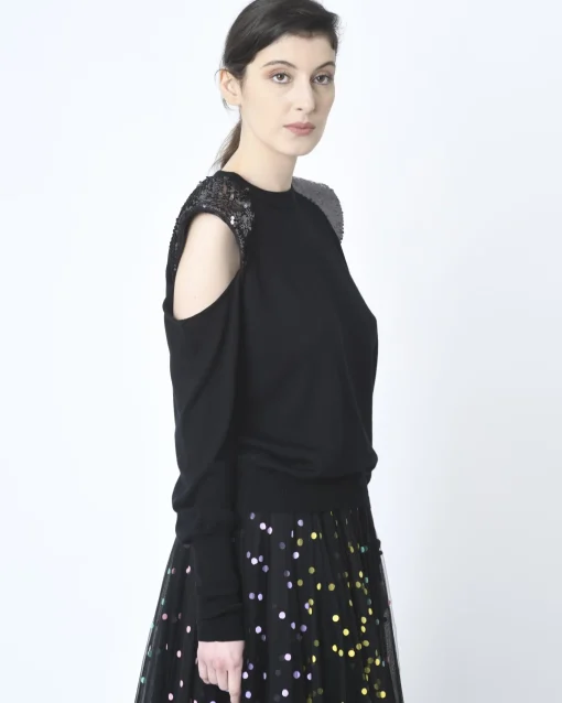 La Piscine Paris Pull en laine à sequins Nude*Femme Pulls & Cardigans