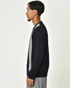 La Piscine Paris Pull en laine bicolore à rayures Vneck*Homme Pulls & Gilets
