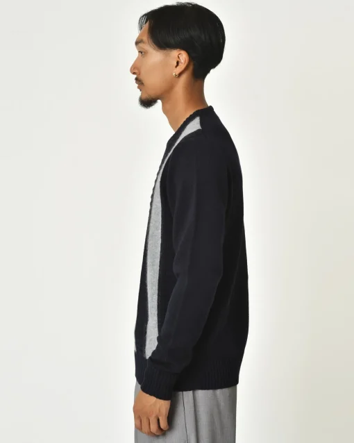La Piscine Paris Pull en laine bicolore à rayures Vneck*Homme Pulls & Gilets