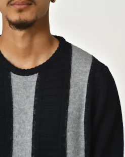 La Piscine Paris Pull en laine bicolore à rayures Vneck*Homme Pulls & Gilets