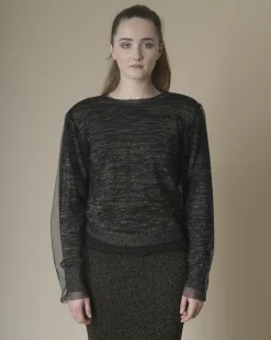 La Piscine Paris Pull en lurex doré et tulle Nude*Femme Pulls & Cardigans
