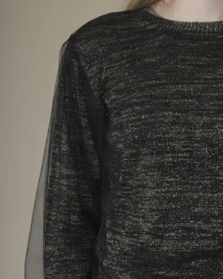 La Piscine Paris Pull en lurex doré et tulle Nude*Femme Pulls & Cardigans