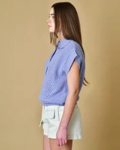 La Piscine Paris Pull en maille à boutons sans manches Tela*Femme Pulls & Cardigans