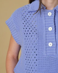 La Piscine Paris Pull en maille à boutons sans manches Tela*Femme Pulls & Cardigans