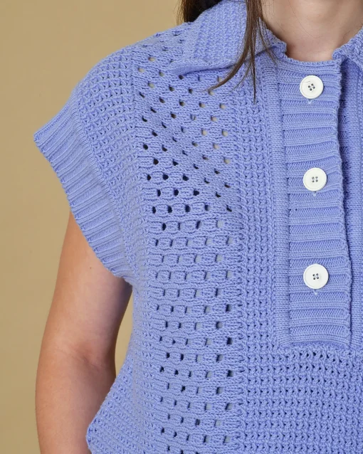 La Piscine Paris Pull en maille à boutons sans manches Tela*Femme Pulls & Cardigans