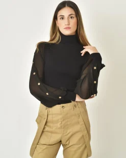 La Piscine Paris Pull en maille à manches boutonnées Edward Achour*Femme Pulls & Cardigans
