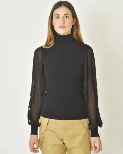 La Piscine Paris Pull en maille à manches boutonnées Edward Achour*Femme Pulls & Cardigans