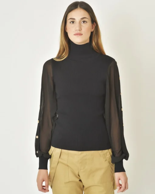 La Piscine Paris Pull en maille à manches boutonnées Edward Achour*Femme Pulls & Cardigans