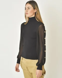 La Piscine Paris Pull en maille à manches boutonnées Edward Achour*Femme Pulls & Cardigans