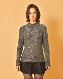 La Piscine Paris Pull en maille à paillettes argentées Fabiana Filippi*Femme Pulls & Cardigans
