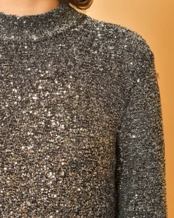 La Piscine Paris Pull en maille à paillettes argentées Fabiana Filippi*Femme Pulls & Cardigans