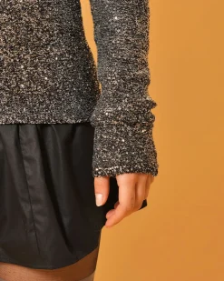 La Piscine Paris Pull en maille à paillettes argentées Fabiana Filippi*Femme Pulls & Cardigans