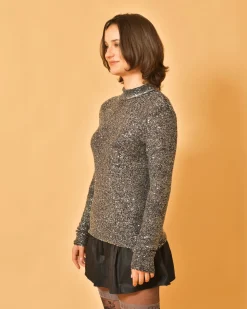 La Piscine Paris Pull en maille à paillettes argentées Fabiana Filippi*Femme Pulls & Cardigans
