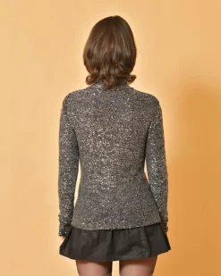 La Piscine Paris Pull en maille à paillettes argentées Fabiana Filippi*Femme Pulls & Cardigans