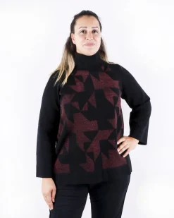 La Piscine Paris Pull en mérinos à motifs géométriques rose She's so*Femme Pulls & Cardigans