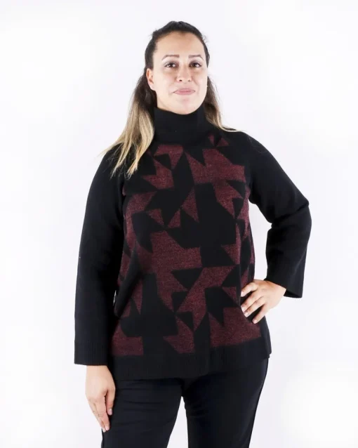 La Piscine Paris Pull en mérinos à motifs géométriques rose She's so*Femme Pulls & Cardigans