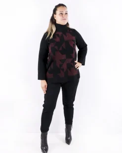 La Piscine Paris Pull en mérinos à motifs géométriques rose She's so*Femme Pulls & Cardigans