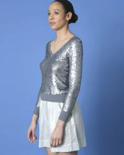La Piscine Paris Pull gris à sequins Phillip Lim*Femme Pulls & Cardigans