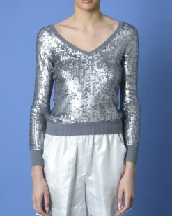 La Piscine Paris Pull gris à sequins Phillip Lim*Femme Pulls & Cardigans