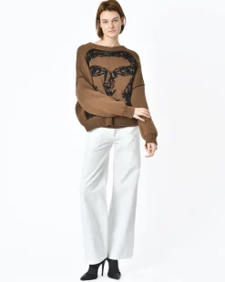 La Piscine Paris Pull motif visage en maille épaisse Isabel Benenato*Femme Pulls & Cardigans
