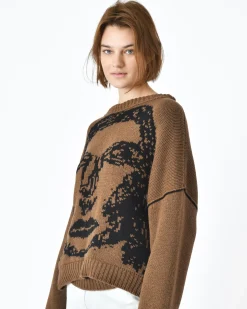 La Piscine Paris Pull motif visage en maille épaisse Isabel Benenato*Femme Pulls & Cardigans