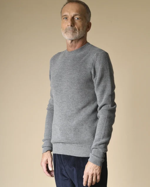 La Piscine Paris Pull ras du cou en laine mérinos côtelée Manostorti*Homme Pulls & Gilets