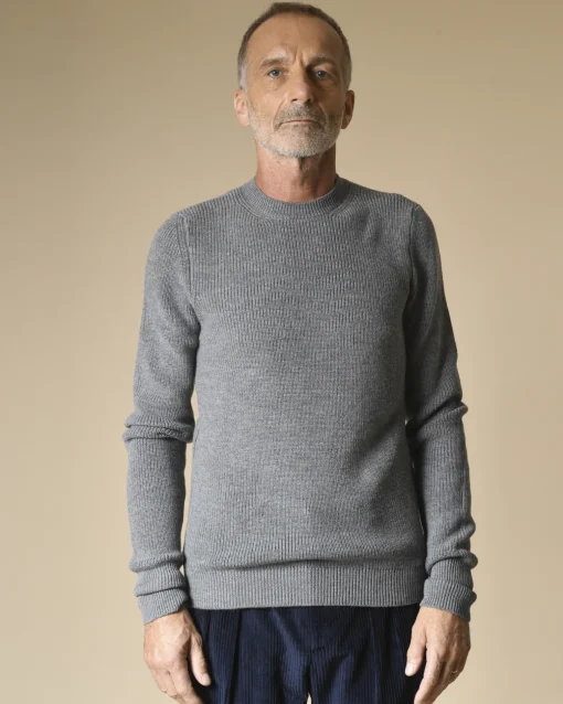 La Piscine Paris Pull ras du cou en laine mérinos côtelée Manostorti*Homme Pulls & Gilets