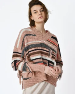 La Piscine Paris Pull à rayures col en v Maison Flâneur*Femme Pulls & Cardigans