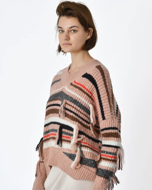 La Piscine Paris Pull à rayures col en v Maison Flâneur*Femme Pulls & Cardigans